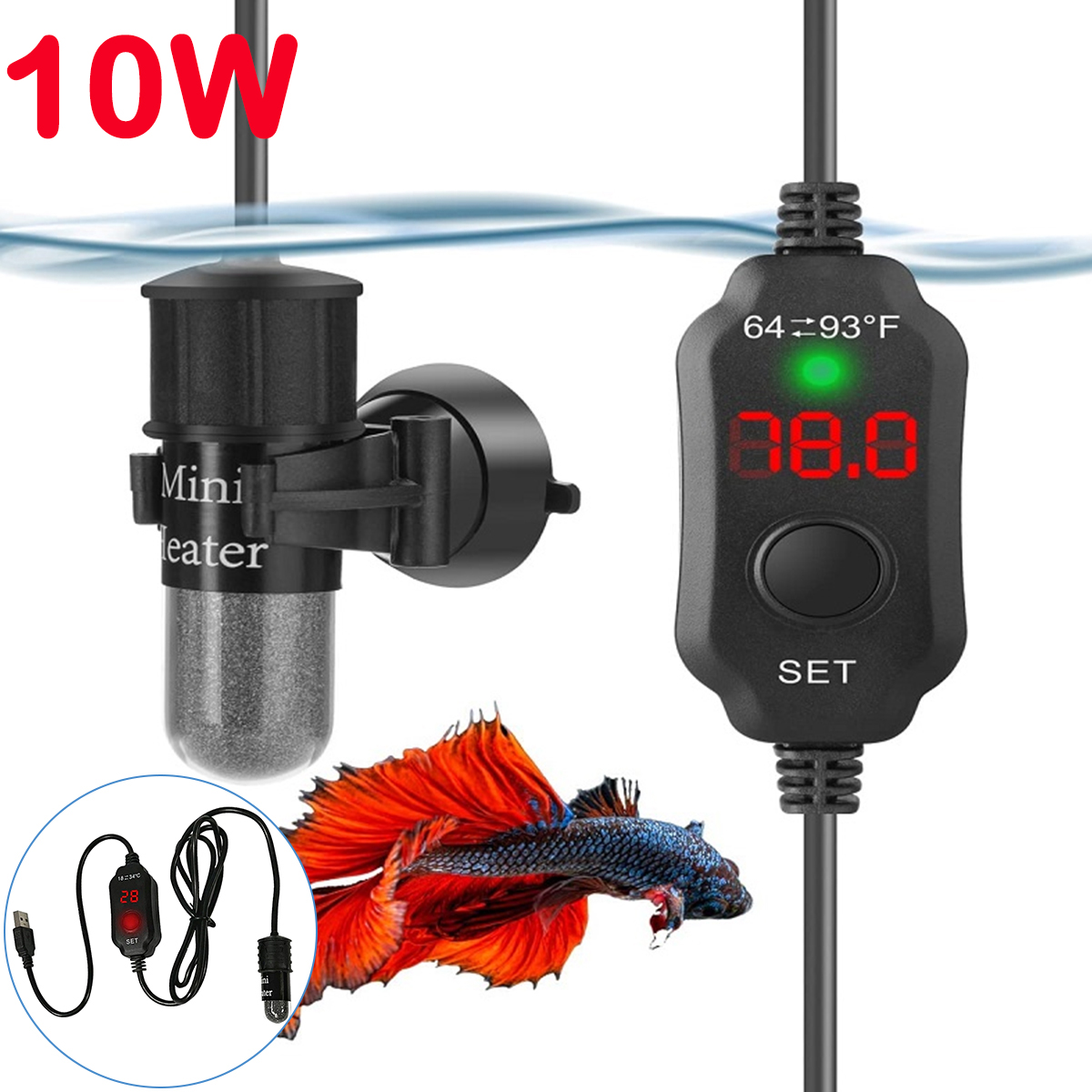 Fish Tank Heater - Asta riscaldante per acquario regolabile da